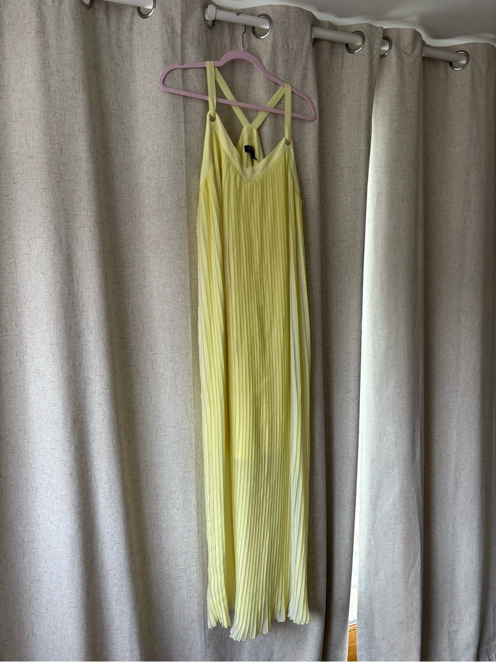 Thalia Sodi Light Yellow Pleated Maxi Dress